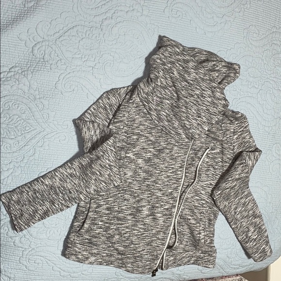 moto style crop heather gray jacket - Picture 3 of 9